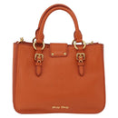 Miu Miu Hand Bag Leather 2way Orange Gold Auth 167849A-3