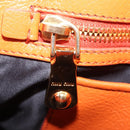 Miu Miu Hand Bag Leather 2way Orange Gold Auth 167849A-33