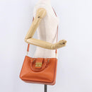 Miu Miu Hand Bag Leather 2way Orange Gold Auth 167849A-36