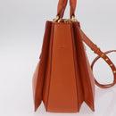 Miu Miu Hand Bag Leather 2way Orange Gold Auth 167849A-5