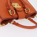 Miu Miu Hand Bag Leather 2way Orange Gold Auth 167849A-7