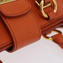 Miu Miu Hand Bag Leather 2way Orange Gold Auth 167849A-9