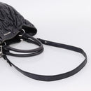 Miu Miu Matelasse Hand Bag Leather 2way Black Silver Auth 167850A-9