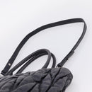 Miu Miu Matelasse Hand Bag Leather 2way Black Silver Auth 167850A-17