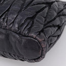Miu Miu Matelasse Hand Bag Leather 2way Black Silver Auth 167850A-18
