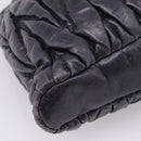 Miu Miu Matelasse Hand Bag Leather 2way Black Silver Auth 167850A-19