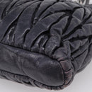 Miu Miu Matelasse Hand Bag Leather 2way Black Silver Auth 167850A-20