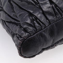 Miu Miu Matelasse Hand Bag Leather 2way Black Silver Auth 167850A-21