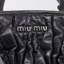Miu Miu Matelasse Hand Bag Leather 2way Black Silver Auth 167850A-22