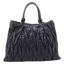 Miu Miu Matelasse Hand Bag Leather 2way Black Silver Auth 167850A-2