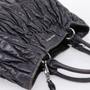 Miu Miu Matelasse Hand Bag Leather 2way Black Silver Auth 167850A-6