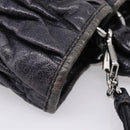 Miu Miu Matelasse Hand Bag Leather 2way Black Silver Auth 167850A-14