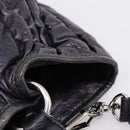 Miu Miu Matelasse Hand Bag Leather 2way Black Silver Auth 167850A-15
