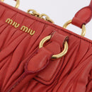 Miu Miu Matelasse Hand Bag Leather 2way Orange Gold Auth 167852V-11