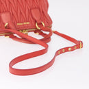 Miu Miu Matelasse Hand Bag Leather 2way Orange Gold Auth 167852V-13