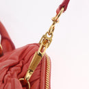 Miu Miu Matelasse Hand Bag Leather 2way Orange Gold Auth 167852V-17