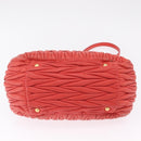 Miu Miu Matelasse Hand Bag Leather 2way Orange Gold Auth 167852V-18