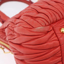 Miu Miu Matelasse Hand Bag Leather 2way Orange Gold Auth 167852V-19