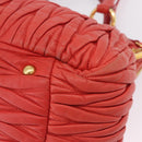 Miu Miu Matelasse Hand Bag Leather 2way Orange Gold Auth 167852V-20