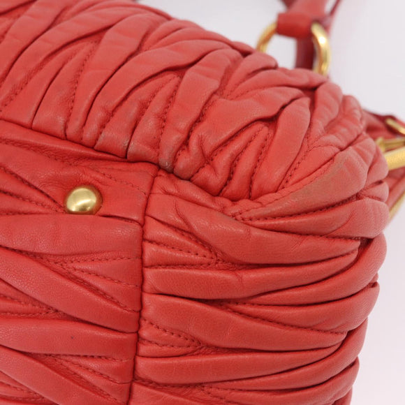 Miu Miu Matelasse Hand Bag Leather 2way Orange Gold Auth 167852V