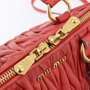 Miu Miu Matelasse Hand Bag Leather 2way Orange Gold Auth 167852V-23