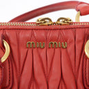 Miu Miu Matelasse Hand Bag Leather 2way Orange Gold Auth 167852V-24