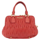 Miu Miu Matelasse Hand Bag Leather 2way Orange Gold Auth 167852V-2