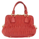 Miu Miu Matelasse Hand Bag Leather 2way Orange Gold Auth 167852V-3