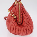 Miu Miu Matelasse Hand Bag Leather 2way Orange Gold Auth 167852V-4