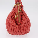 Miu Miu Matelasse Hand Bag Leather 2way Orange Gold Auth 167852V-5