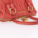 Miu Miu Matelasse Hand Bag Leather 2way Orange Gold Auth 167852V-7