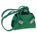 Salvatore Ferragamo Gancini Bag Charm Leather Green Silver Auth 167856M-1