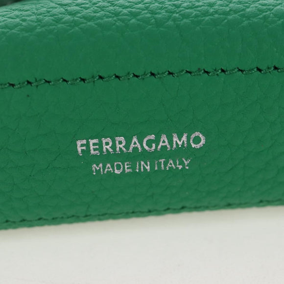 Salvatore Ferragamo Gancini Bag Charm Leather Green Silver Auth 167856M