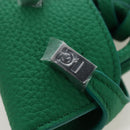 Salvatore Ferragamo Gancini Bag Charm Leather Green Silver Auth 167856M-15
