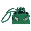 Salvatore Ferragamo Gancini Bag Charm Leather Green Silver Auth 167856M-2