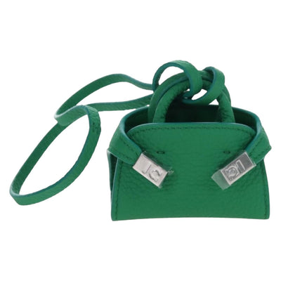 Salvatore Ferragamo Gancini Bag Charm Leather Green Silver Auth 167856M - 0