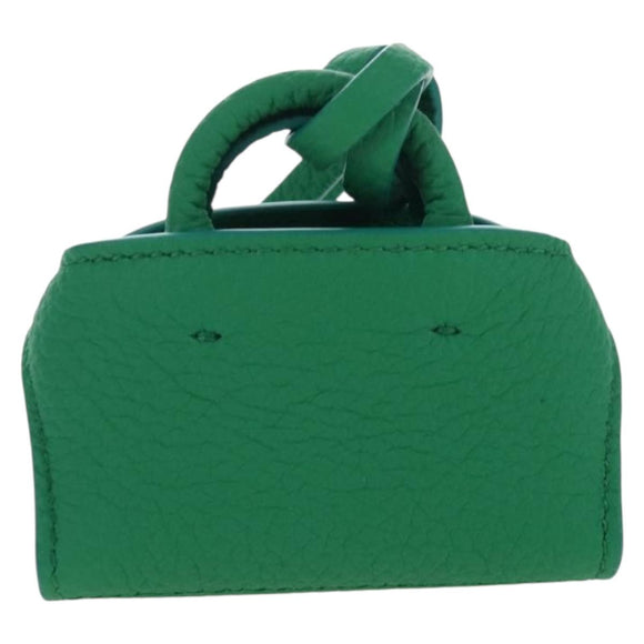Salvatore Ferragamo Gancini Bag Charm Leather Green Silver Auth 167856M