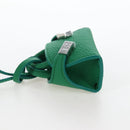 Salvatore Ferragamo Gancini Bag Charm Leather Green Silver Auth 167856M-4