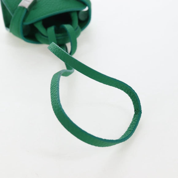 Salvatore Ferragamo Gancini Bag Charm Leather Green Silver Auth 167856M