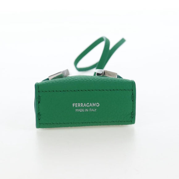 Salvatore Ferragamo Gancini Bag Charm Leather Green Silver Auth 167856M
