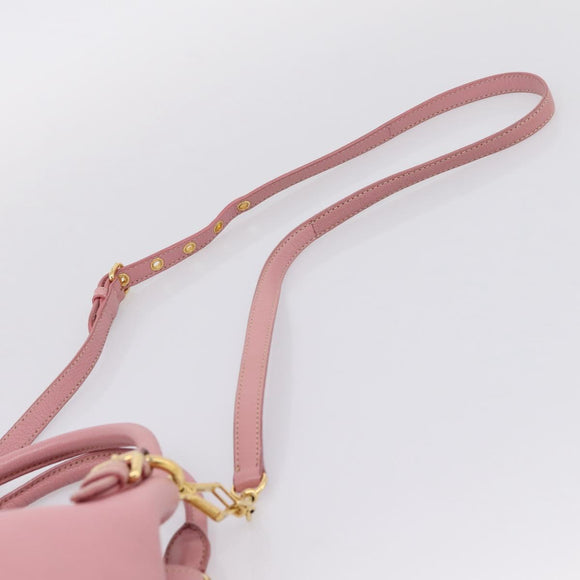 Miu Miu Hand Bag Leather 2way Pink Gold Auth 167858A