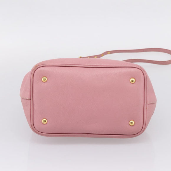Miu Miu Hand Bag Leather 2way Pink Gold Auth 167858A