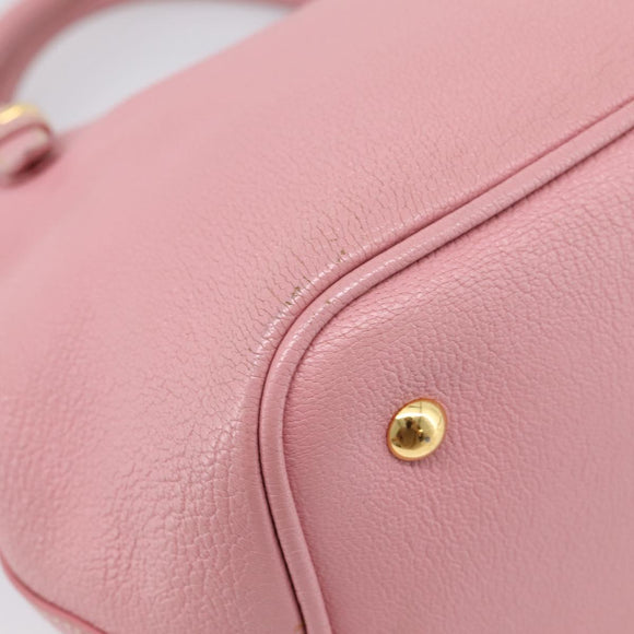 Miu Miu Hand Bag Leather 2way Pink Gold Auth 167858A