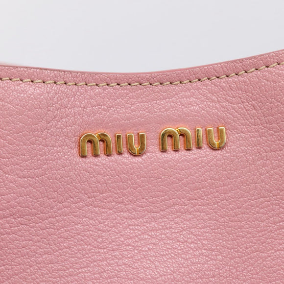 Miu Miu Hand Bag Leather 2way Pink Gold Auth 167858A