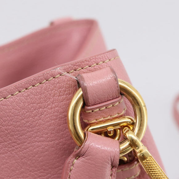 Miu Miu Hand Bag Leather 2way Pink Gold Auth 167858A