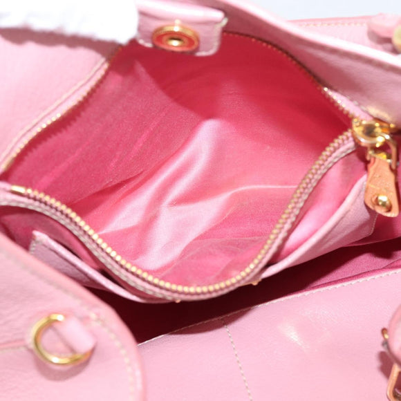 Miu Miu Hand Bag Leather 2way Pink Gold Auth 167858A