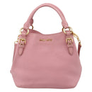 Miu Miu Hand Bag Leather 2way Pink Gold Auth 167858A-13