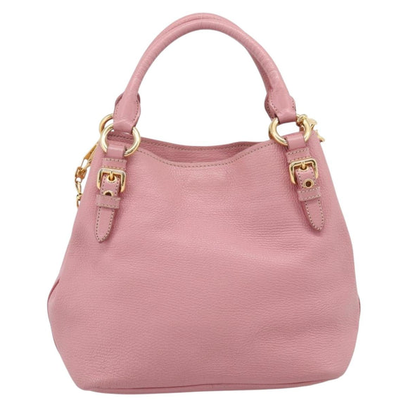 Miu Miu Hand Bag Leather 2way Pink Gold Auth 167858A