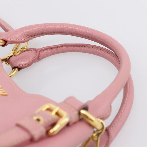 Miu Miu Hand Bag Leather 2way Pink Gold Auth 167858A
