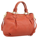 Miu Miu Hand Bag Leather 2way Orange Gold Auth 167859M-1